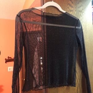Brandy Melville see through black sparkly top